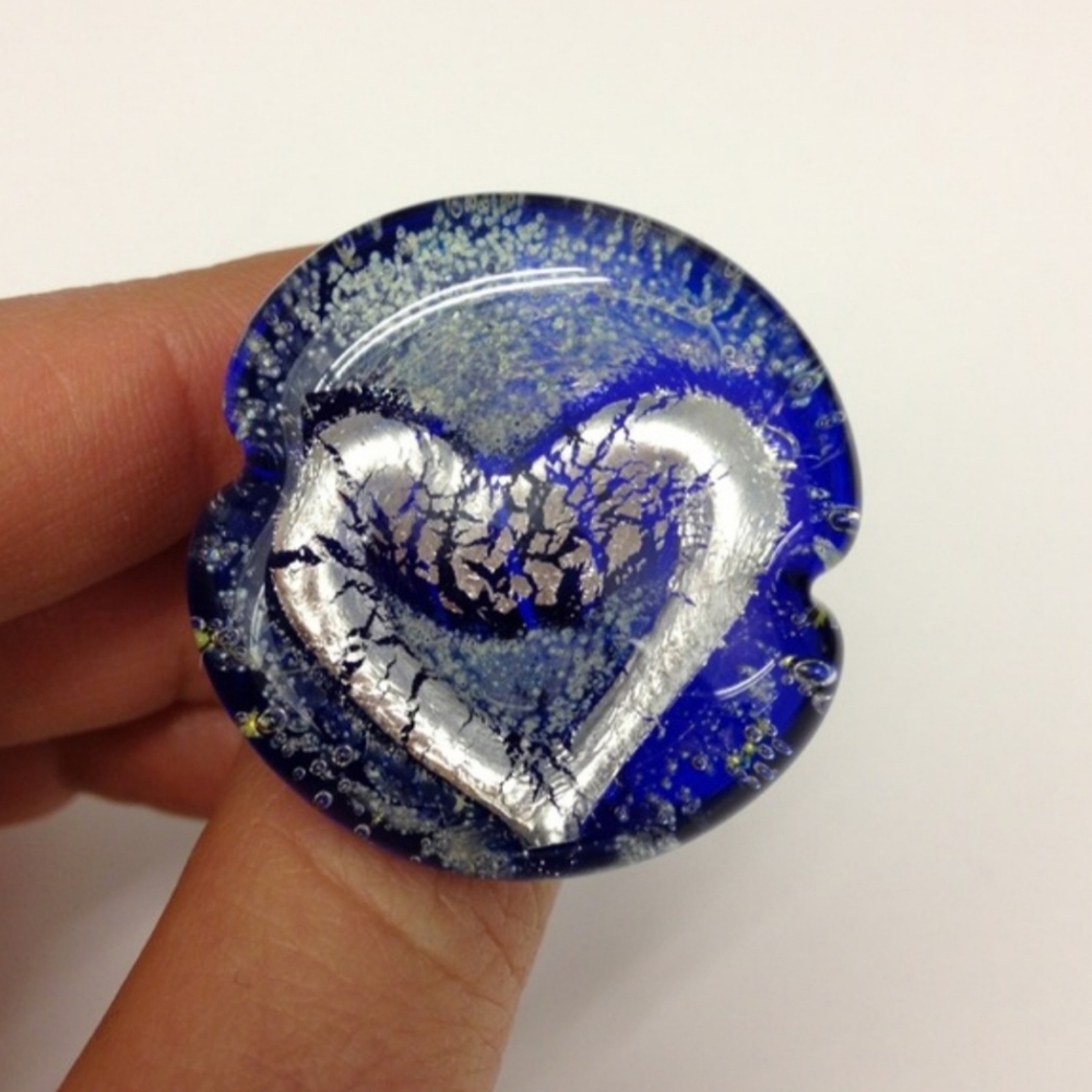 Murano Glass Ring. Bought in Italy on a trip. Beautiful blue with silver.